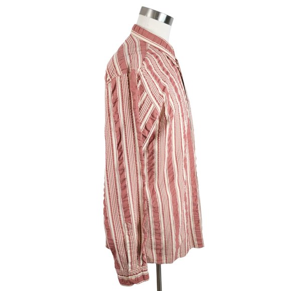 Hugo Boss Men's L Vintage Burgendy Striped Button Down Shirt - Picture 6 of 15